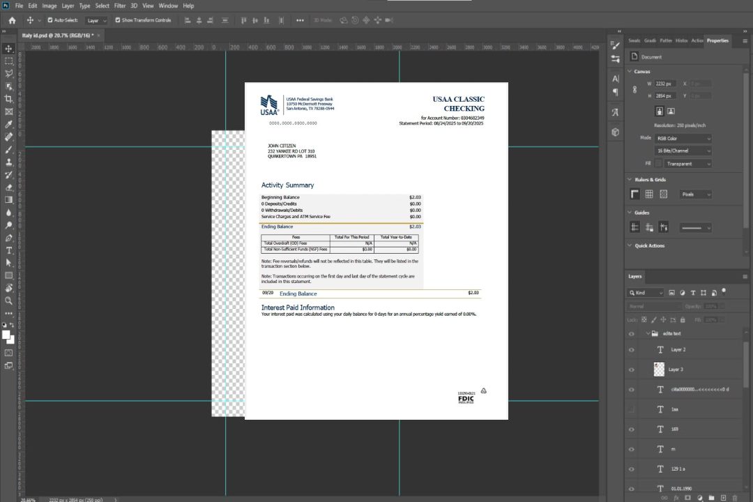 Modèle Word et PDF de relevé de la Banque fédérale d'épargne de l'USAA, version 2 template Modèle Word et PDF de relevé de la Banque fédérale d'épargne de l'USAA, version 2 template